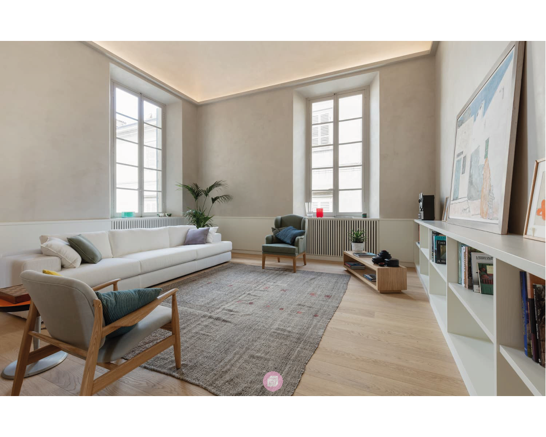 Palazzo Scotti Montalbio, Piacenza. Renovation of an apartment in a historical building - Living room.
	Interior design: Lorenzo Boffi / Architectural project: Zerbion Home
