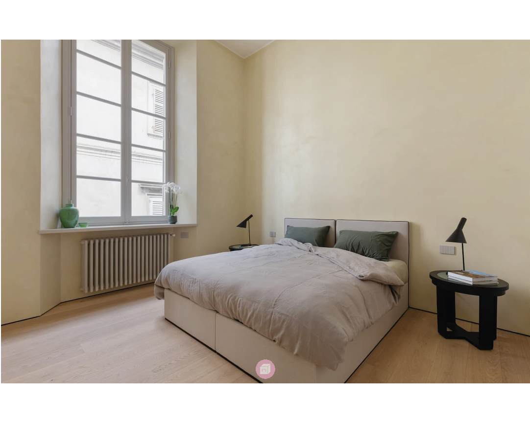 Palazzo Scotti Montalbio, Piacenza. Renovation of an apartment in a historical building - 	Bedroom.
	Interior design: Lorenzo Boffi / Architectural project: Zerbion Home

